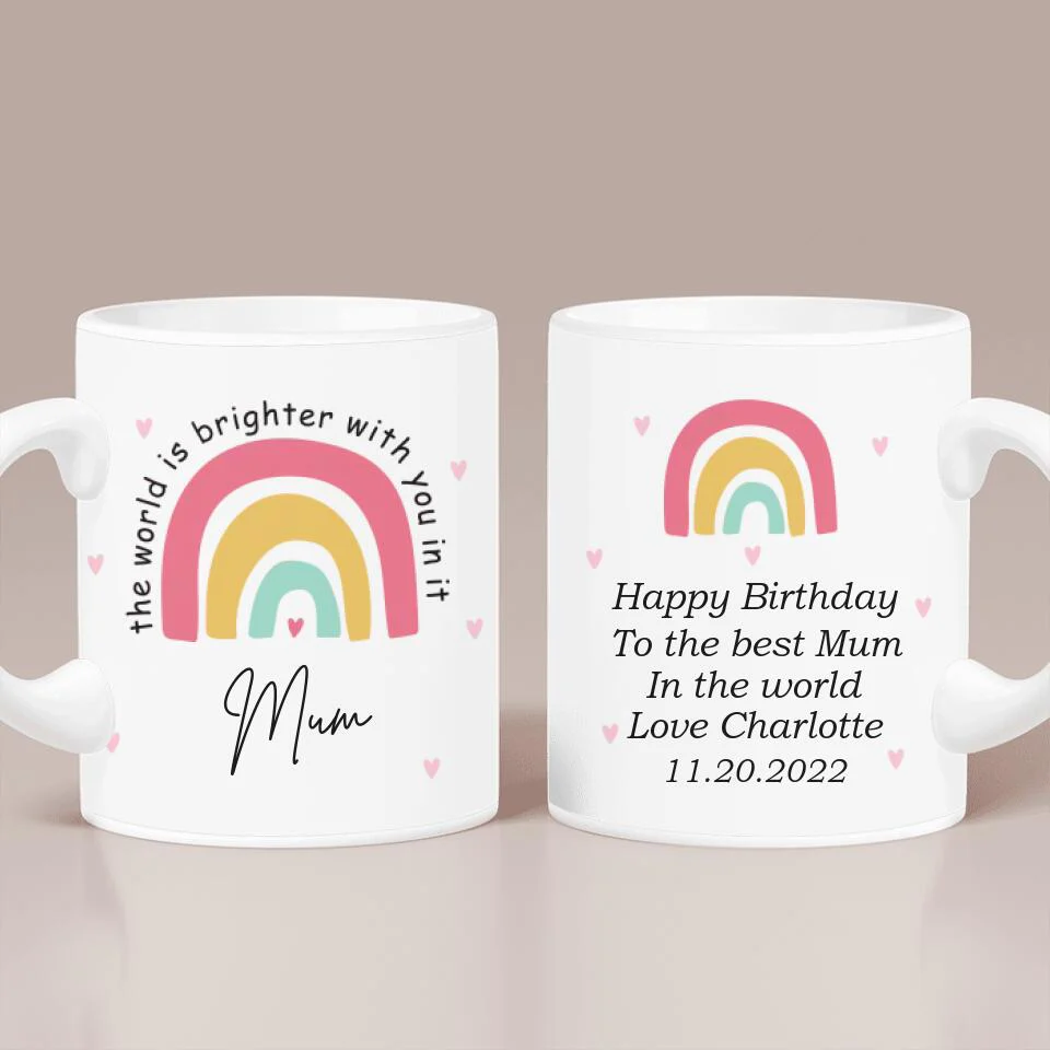 Happy Birthday for Mum - The World is Better with You In It - Personalized White Mug - Image 2