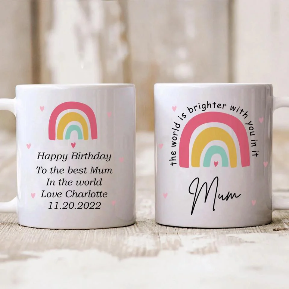 Happy Birthday for Mum - The World is Better with You In It - Personalized White Mug - Image 4