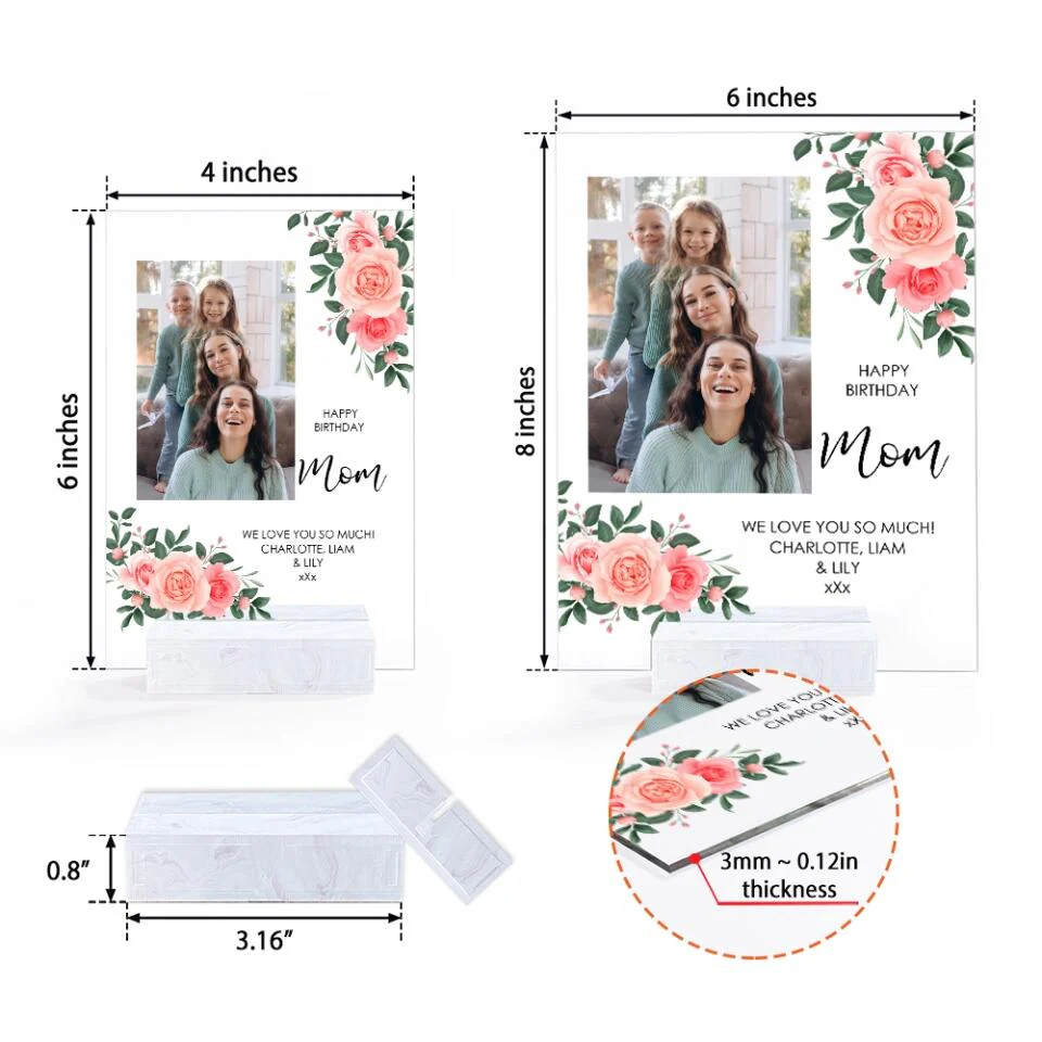 Happy Birthday Mom We Love You So Much - Personalized Acrylic Plaque - Image 6