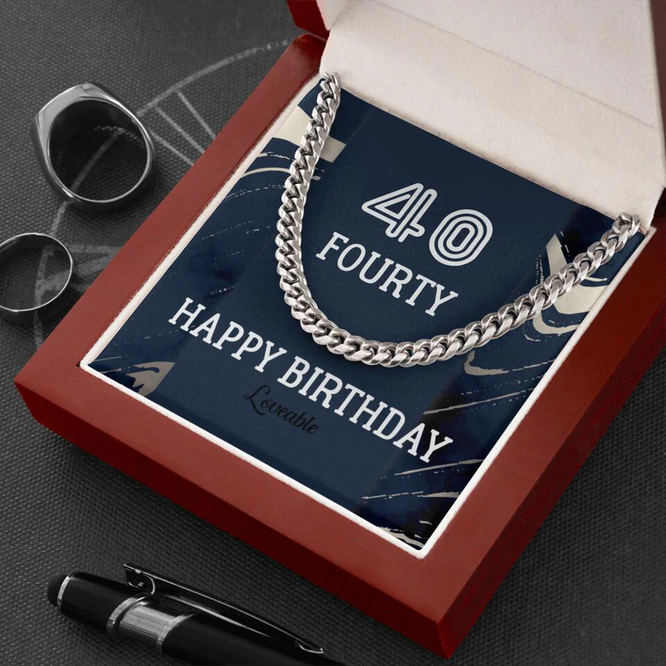 Happy Birthday Personalized Cuban Link Chain - Image 4
