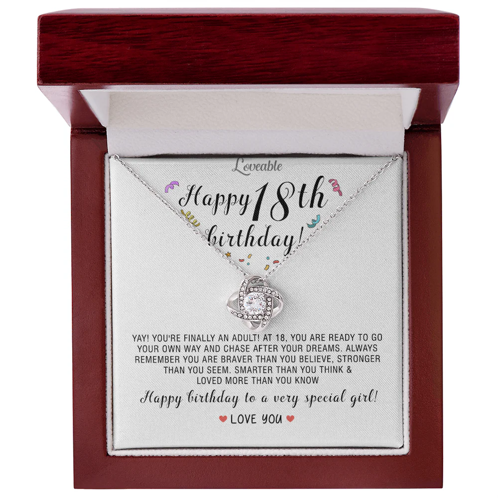 Happy Birthday To A Very Special Girl - Love Knot Necklace - 18th Birthday Gift for Daughter - Image 2