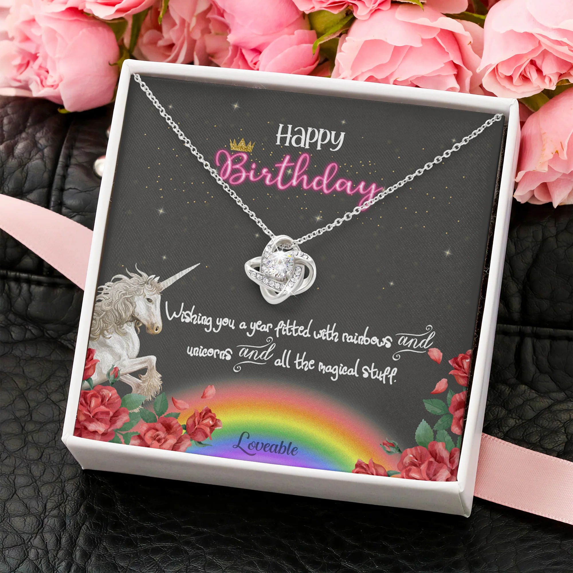 Happy Birthday Unicorn In Rainbow Special Necklace Birthday Gift - Image 3