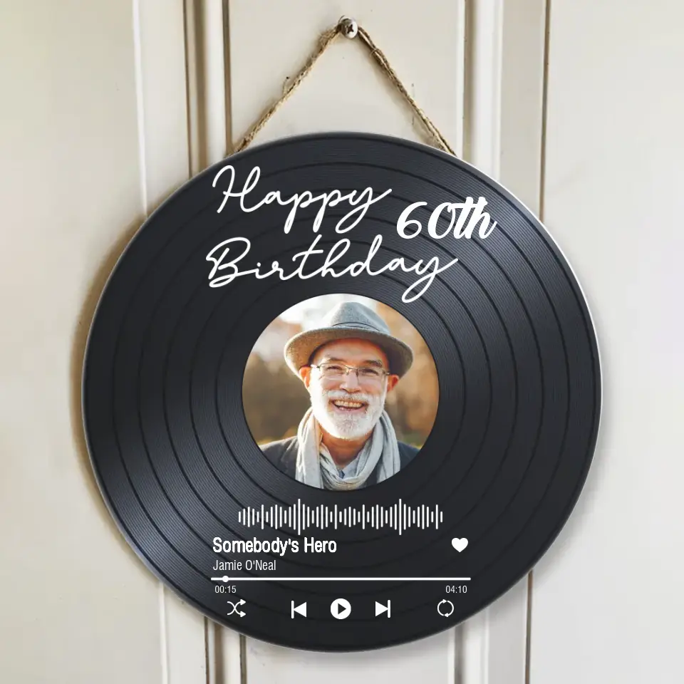 Couple Wooden Sign Happy Birthday - Vinyl Record, Personalized Round Wood Sign Wall Art - Gift For Your Love On Birthday - Image 4