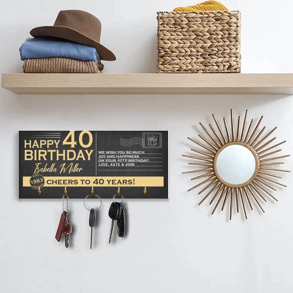 Happy Birthday We Wish You Happiness and Joy - Personalized Wooden Key Holder - Image 3