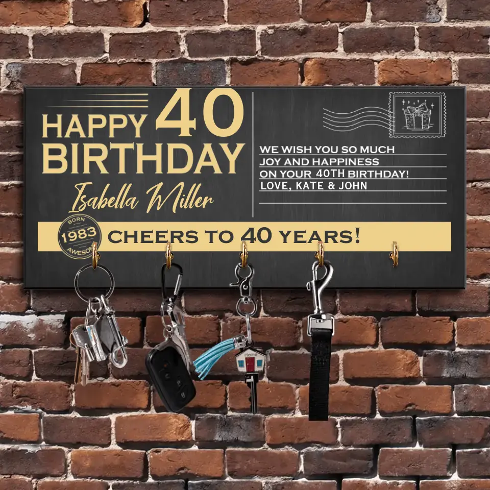 Happy Birthday We Wish You Happiness and Joy - Personalized Wooden Key Holder - Image 4