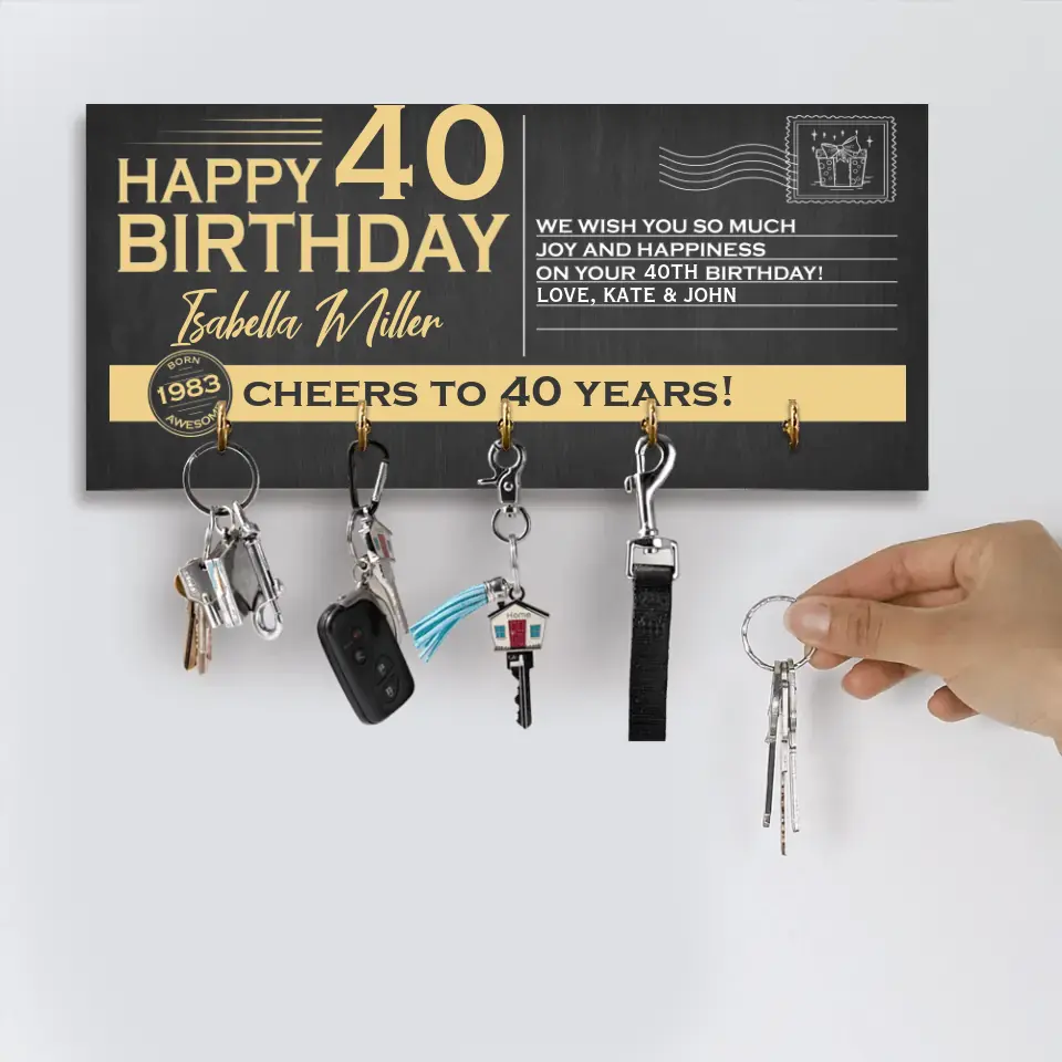 Happy Birthday We Wish You Happiness and Joy - Personalized Wooden Key Holder - Image 5