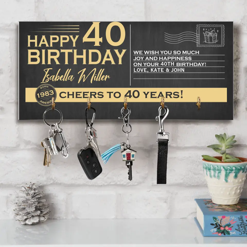 Happy Birthday We Wish You Happiness and Joy - Personalized Wooden Key Holder - Image 6