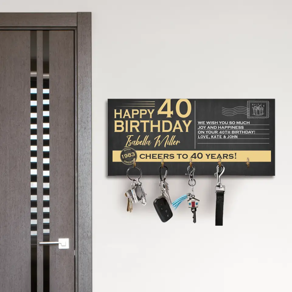 Happy Birthday We Wish You Happiness and Joy - Personalized Wooden Key Holder - Image 7