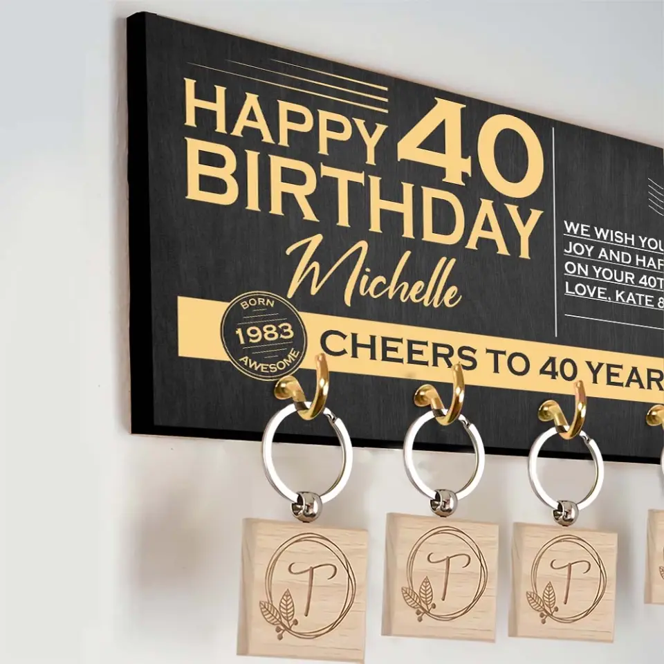 Happy Birthday We Wish You Happiness and Joy - Personalized Wooden Key Holder - Image 9