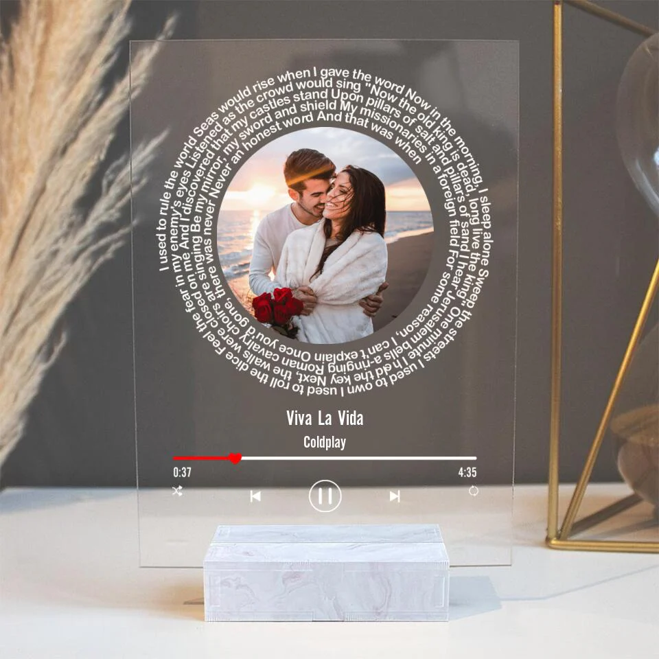 Happy Couple With Song Lyrics - Personalized Acrylic Plaque - Gift For Couple On Anniversary - Image 3