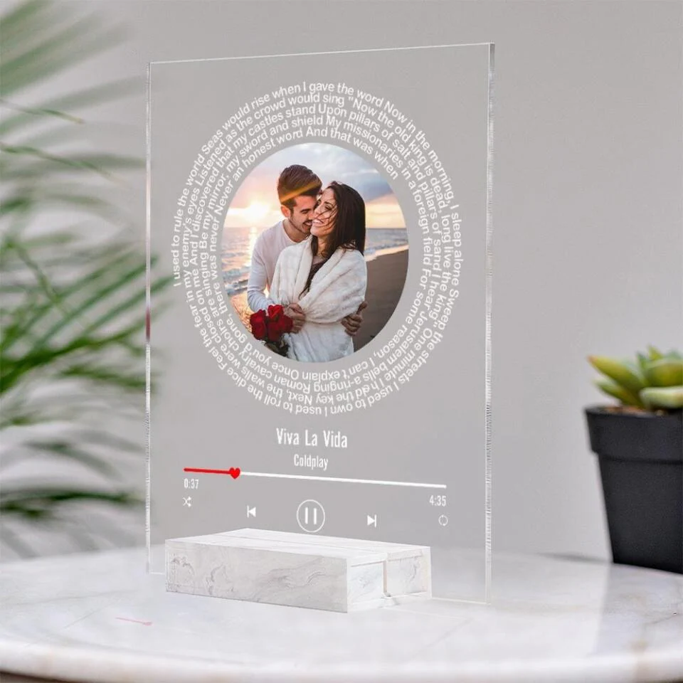 Happy Couple With Song Lyrics - Personalized Acrylic Plaque - Gift For Couple On Anniversary - Image 4