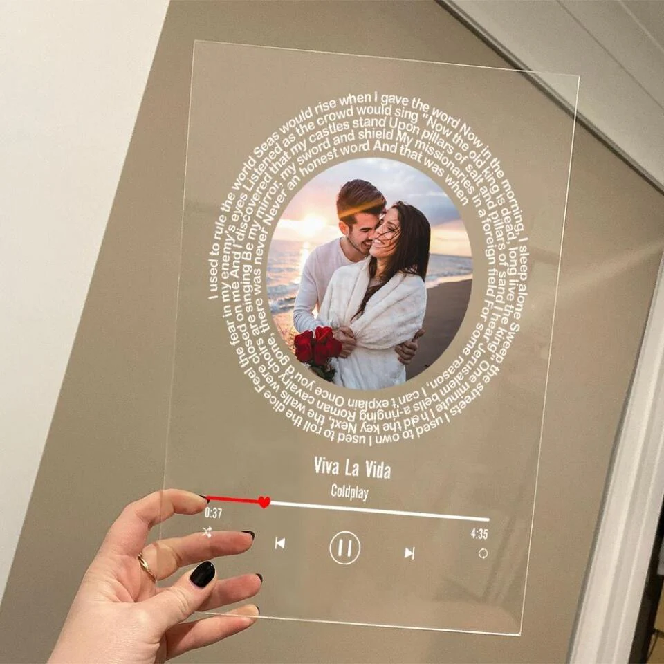 Happy Couple With Song Lyrics - Personalized Acrylic Plaque - Gift For Couple On Anniversary - Image 5