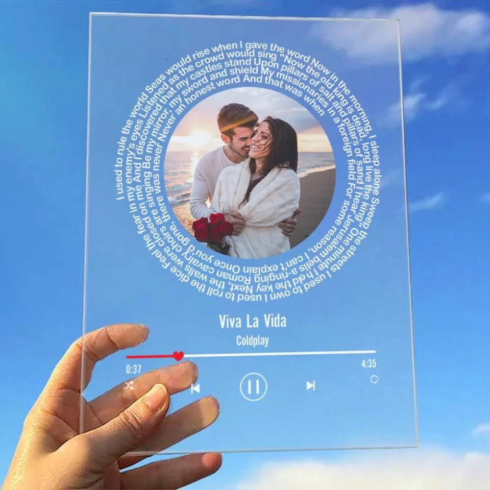 Happy Couple With Song Lyrics - Personalized Acrylic Plaque - Gift For Couple On Anniversary - Image 6