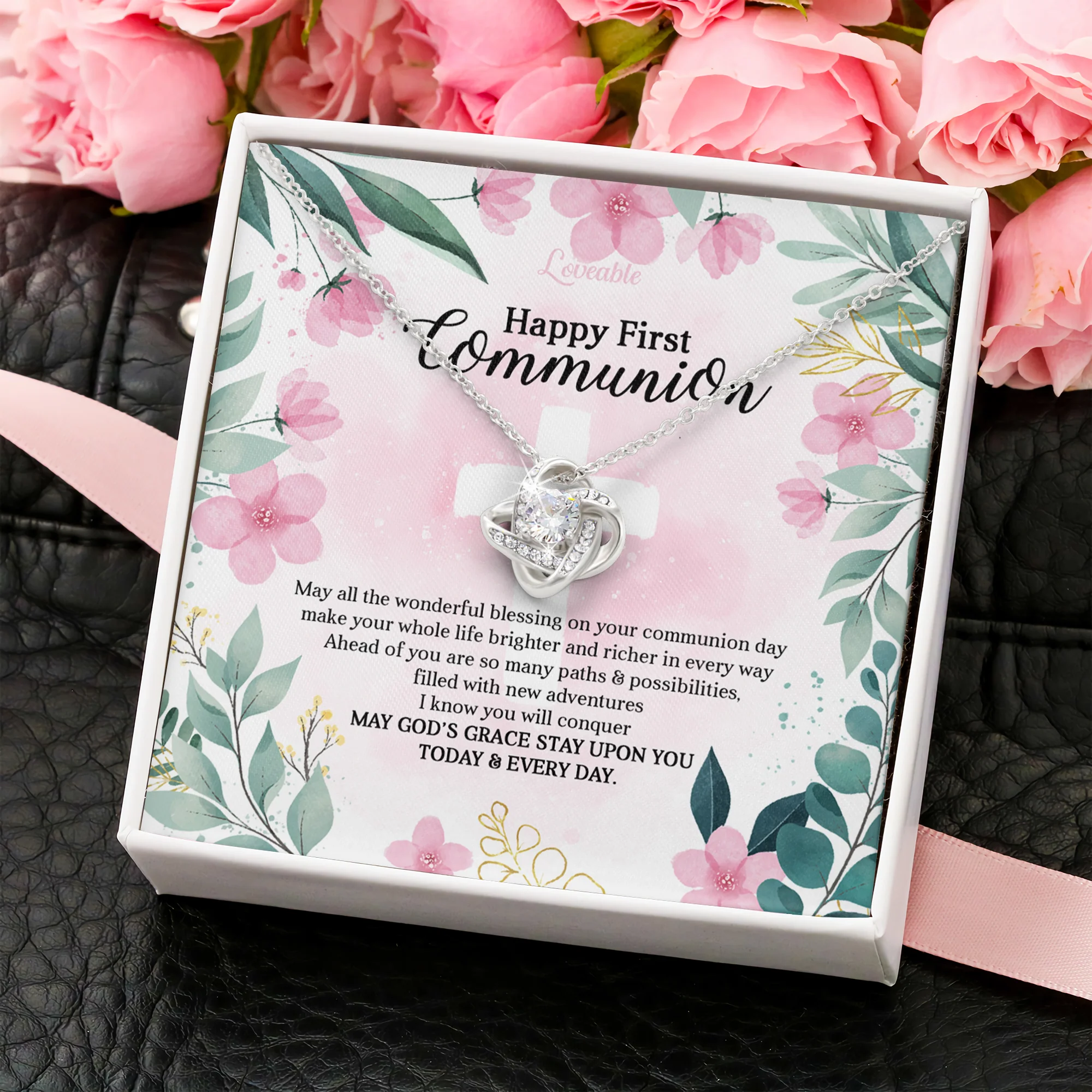 Happy First Communion White Gold Necklace - Image 2