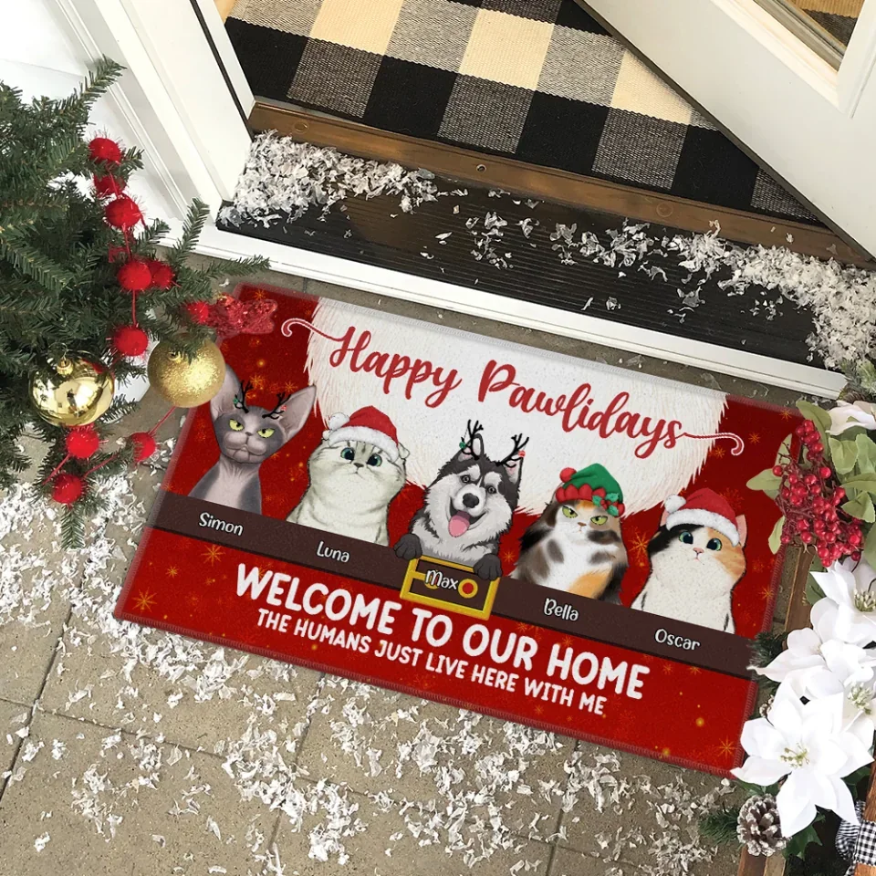 Happy Pawlidays Welcome To Our Home - Personalized Doormat - Christmas Gift For Pet Dog Lovers Family - Image 5