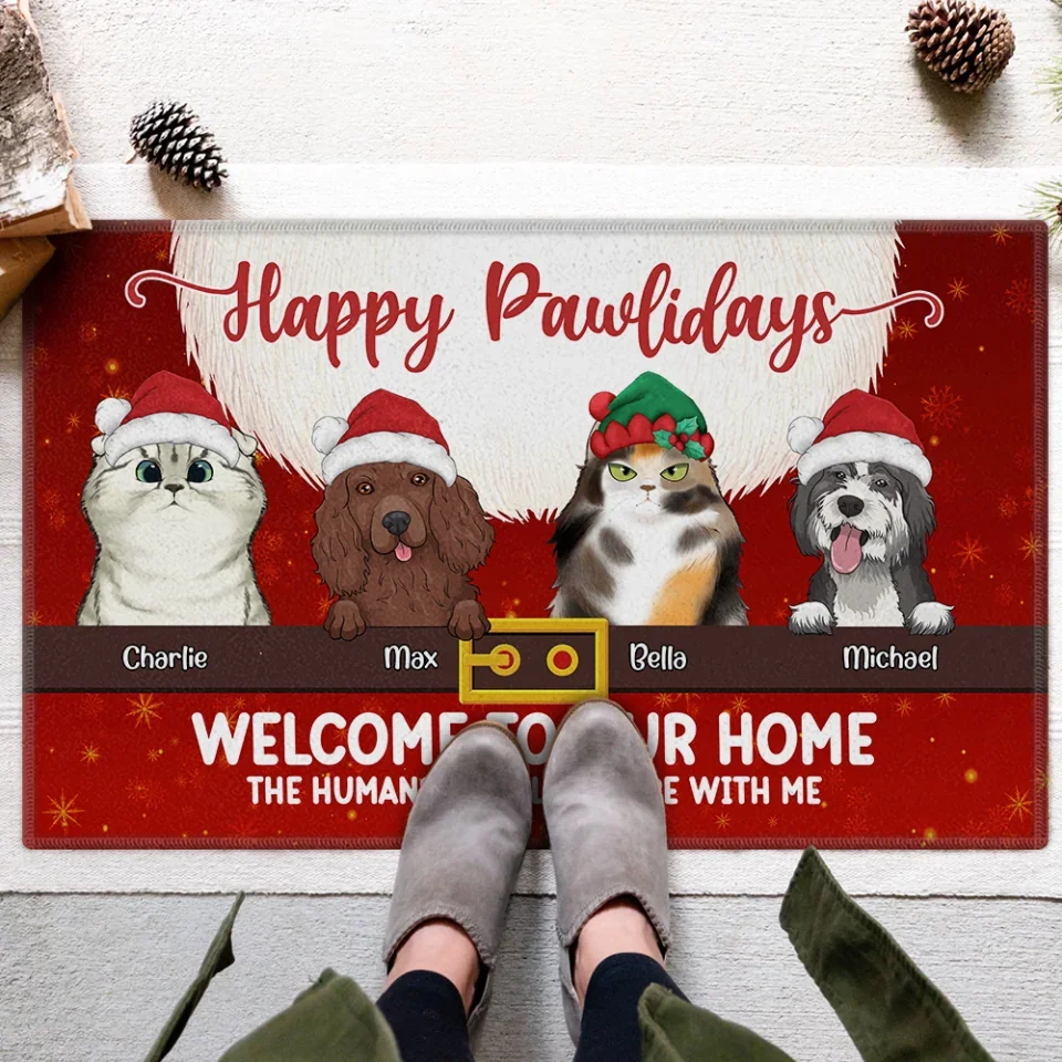 Happy Pawlidays Welcome To Our Home - Personalized Doormat - Christmas Gift For Pet Dog Lovers Family - Image 6