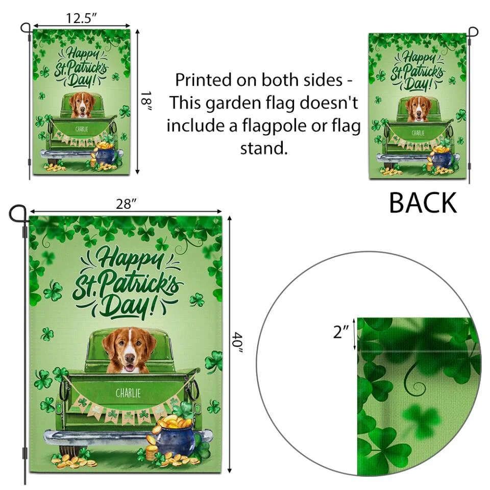 Happy St. Patrick's Day with Pets - Personalized Garden Flag - Gift for Dog/Cat Lovers - Image 4
