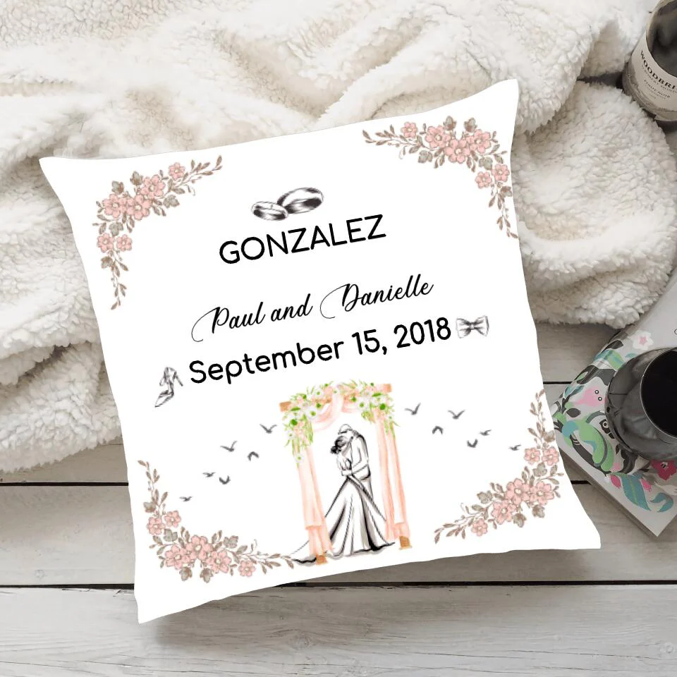 Happy Wedding Anniversary Custom Pillow Gift For Couples - Image 2
