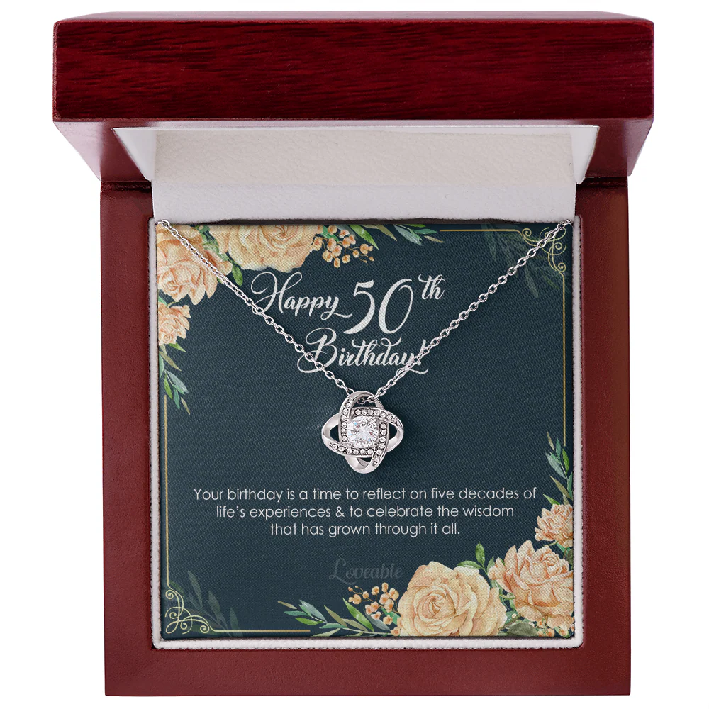 Happy 50th Birthday Gift For Mom - White Gold Necklace - Image 4