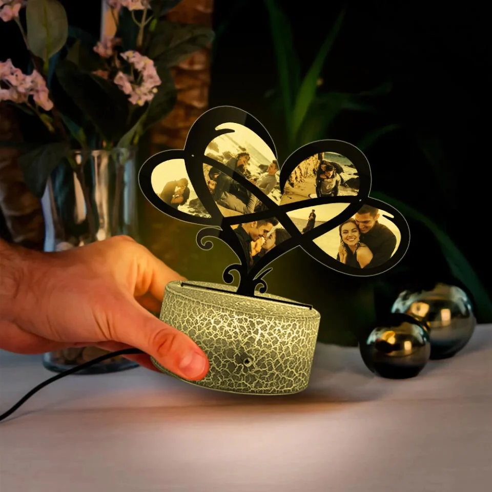 Heart Infinity Shape Custom 3D Light Anniversary Gift For Couple - Image 4