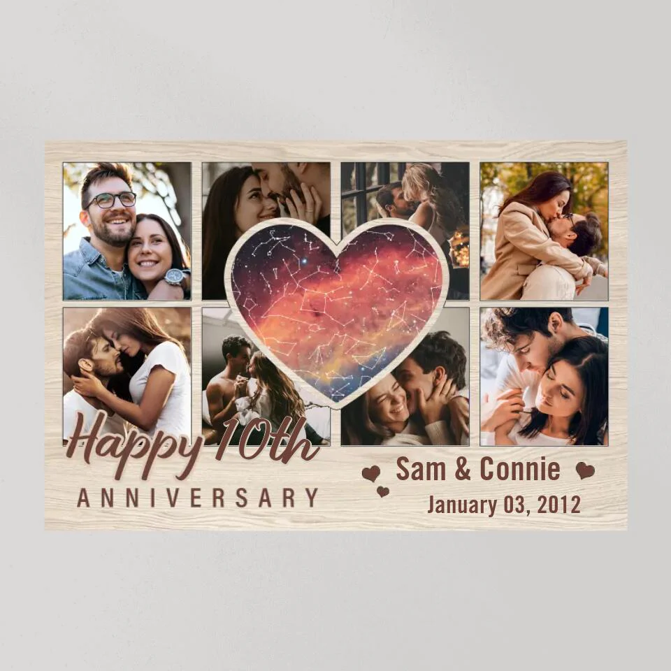 Heart Shape Star Map Happy Anniversary Custom Canvas Poster Anniversary Gift For Couples - Image 10