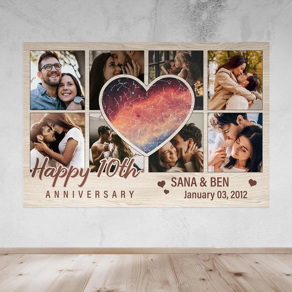 Heart Shape Star Map Happy Anniversary Custom Canvas Poster Anniversary Gift For Couples - Image 11
