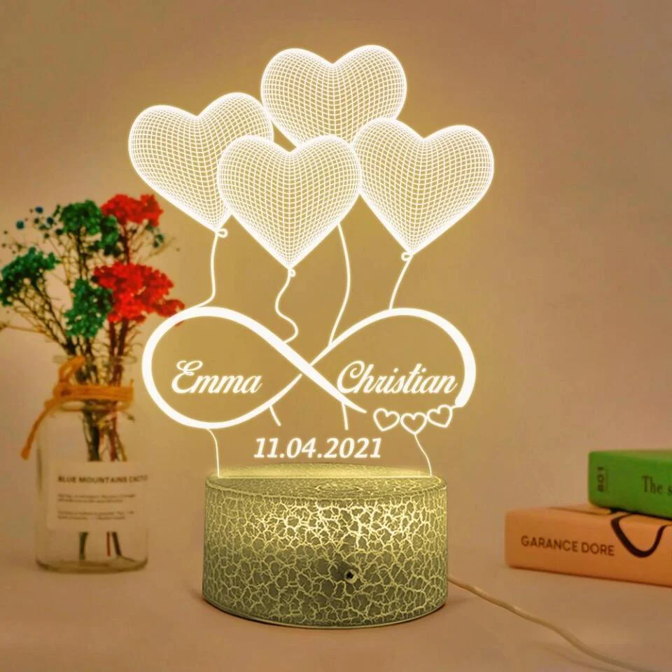 Heart Shaped Balloons Custom 3D Light Wedding Gift - Image 3
