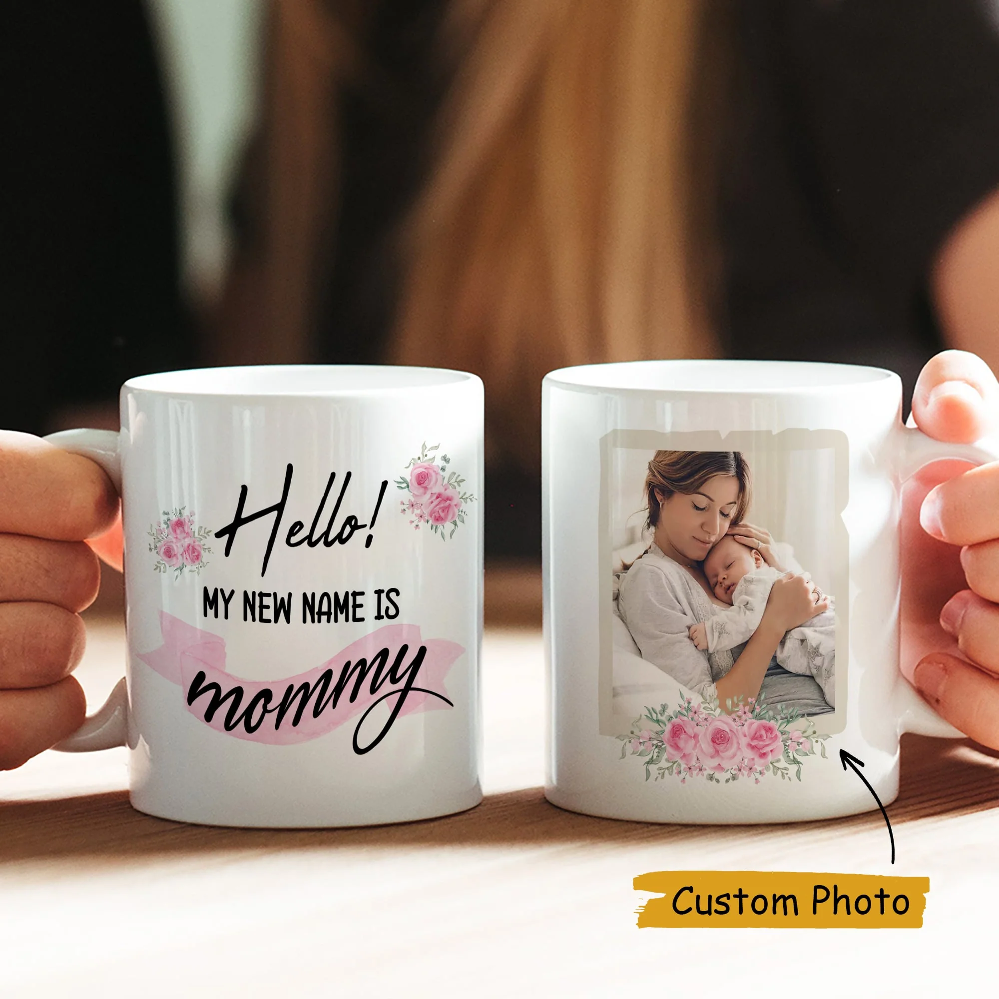 Hello My New Name Is Mommy Mug, New Mom Gifts, Personalized Photo Cup, Gift for First Time Moms - Image 3