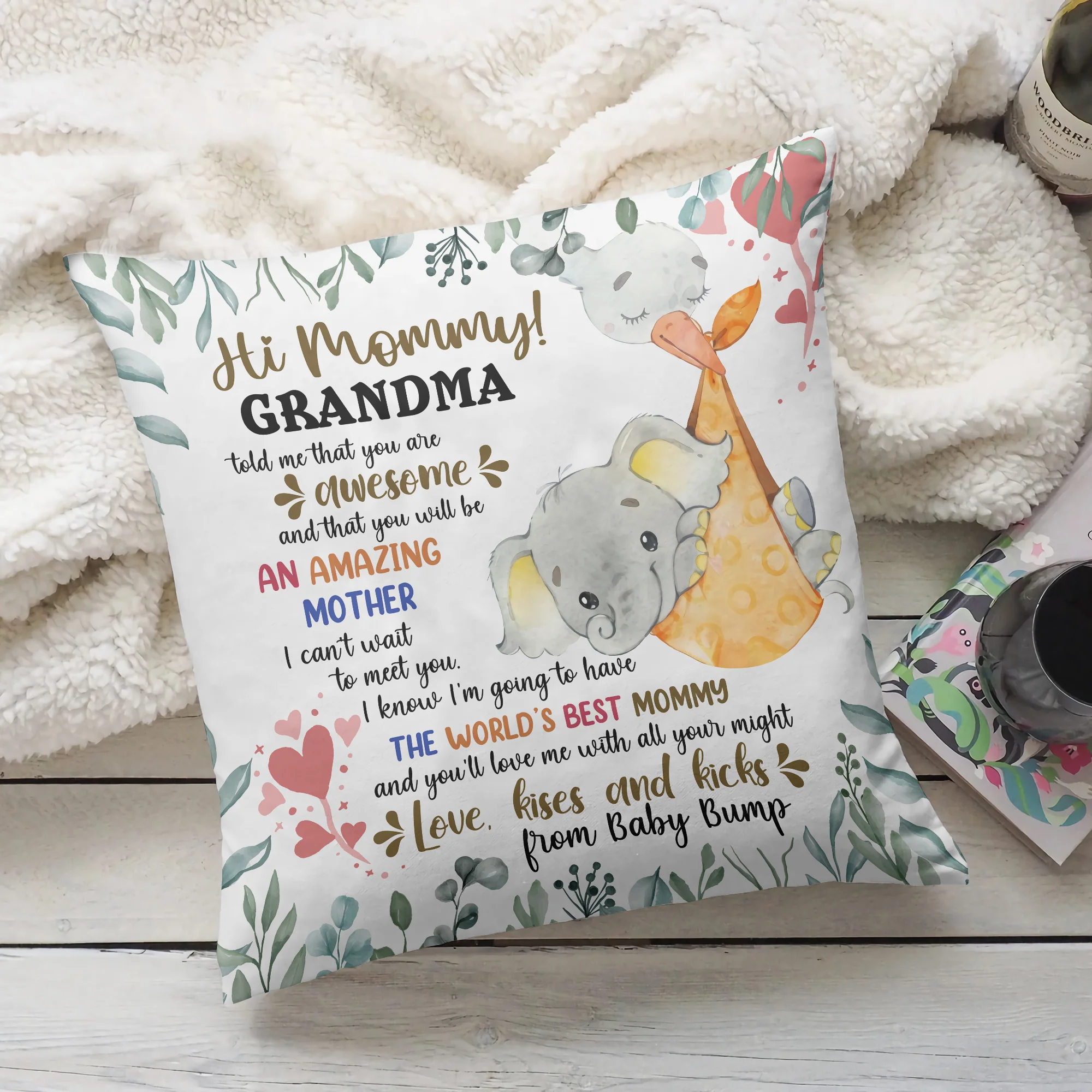 Hi Mommy, Grandma told me that you are Amazing Mother - Canvas Pillow - Gift for New Mom - Image 3