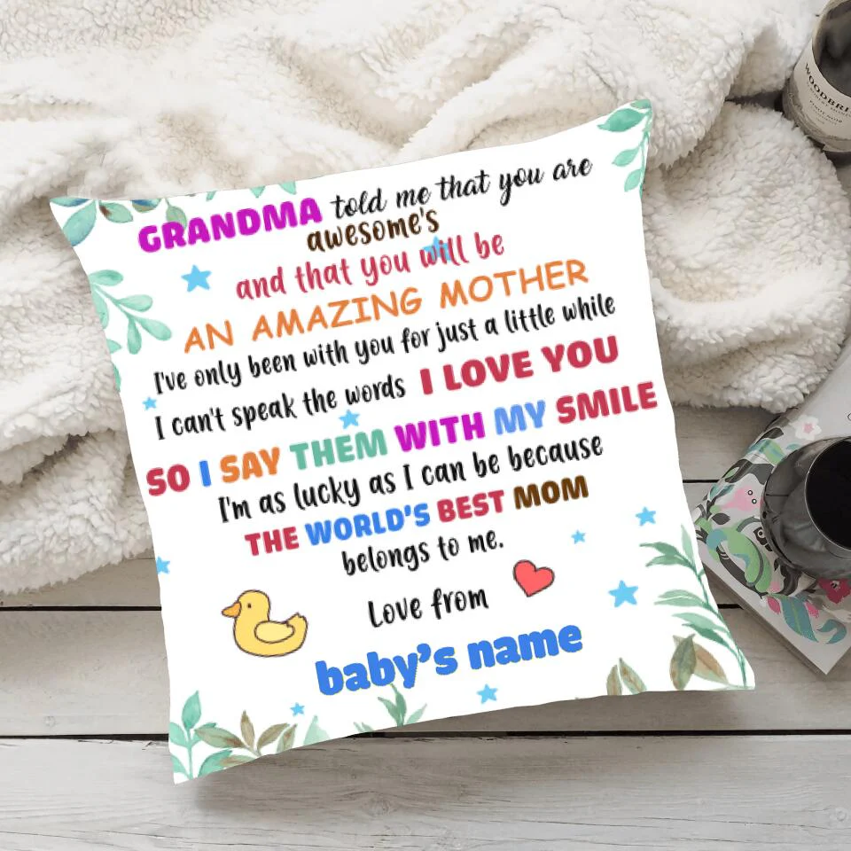 Hi Mommy, The world's best mom belong to me - Personalized Canvas Pillow Gifts for new mom 206HNTHPI182 - Image 2