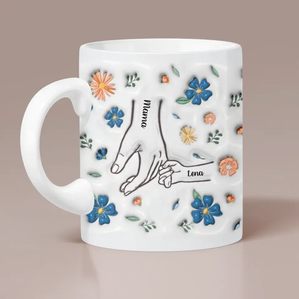Holding Hands Hold My Heart - Custom Edge Mug - Mother's Day Gift - Gift For Mom Grandma - Image 2