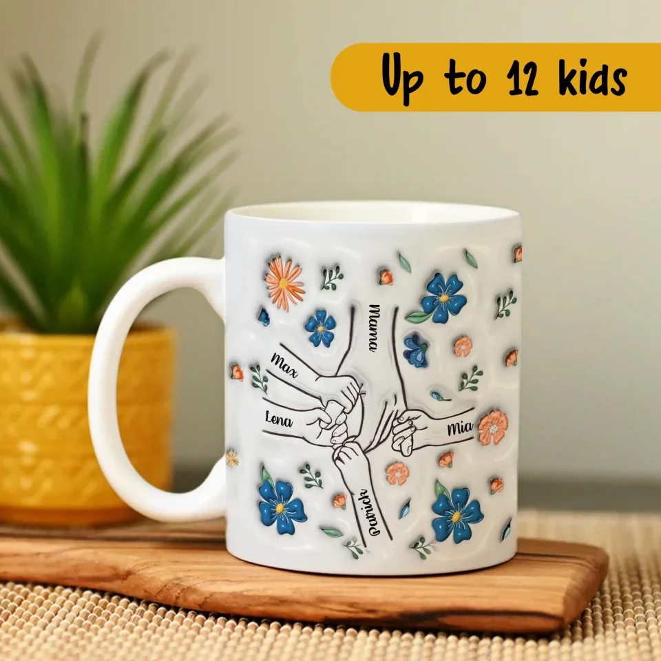 Holding Hands Hold My Heart - Custom Edge Mug - Mother's Day Gift - Gift For Mom Grandma - Image 3