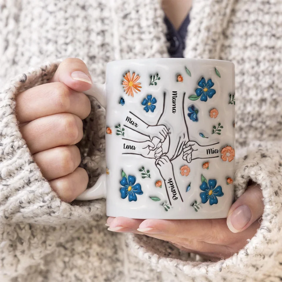 Holding Hands Hold My Heart - Custom Edge Mug - Mother's Day Gift - Gift For Mom Grandma - Image 4