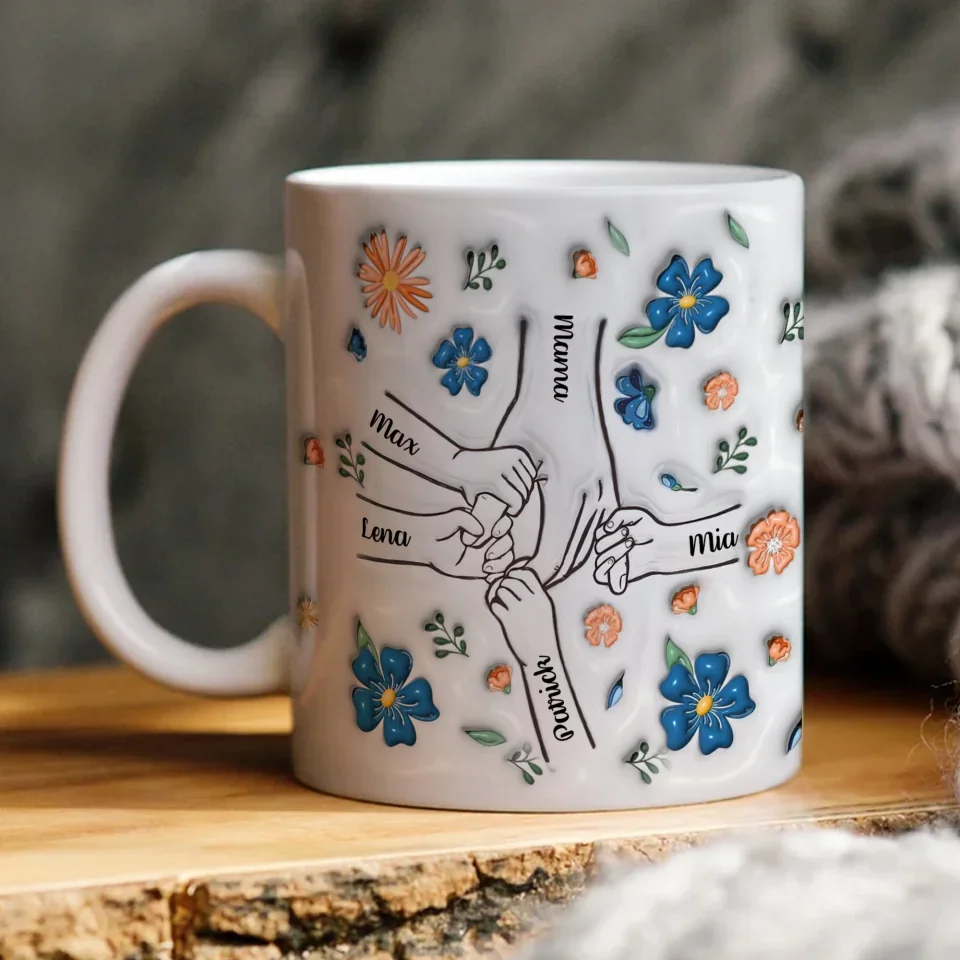 Holding Hands Hold My Heart - Custom Edge Mug - Mother's Day Gift - Gift For Mom Grandma - Image 5