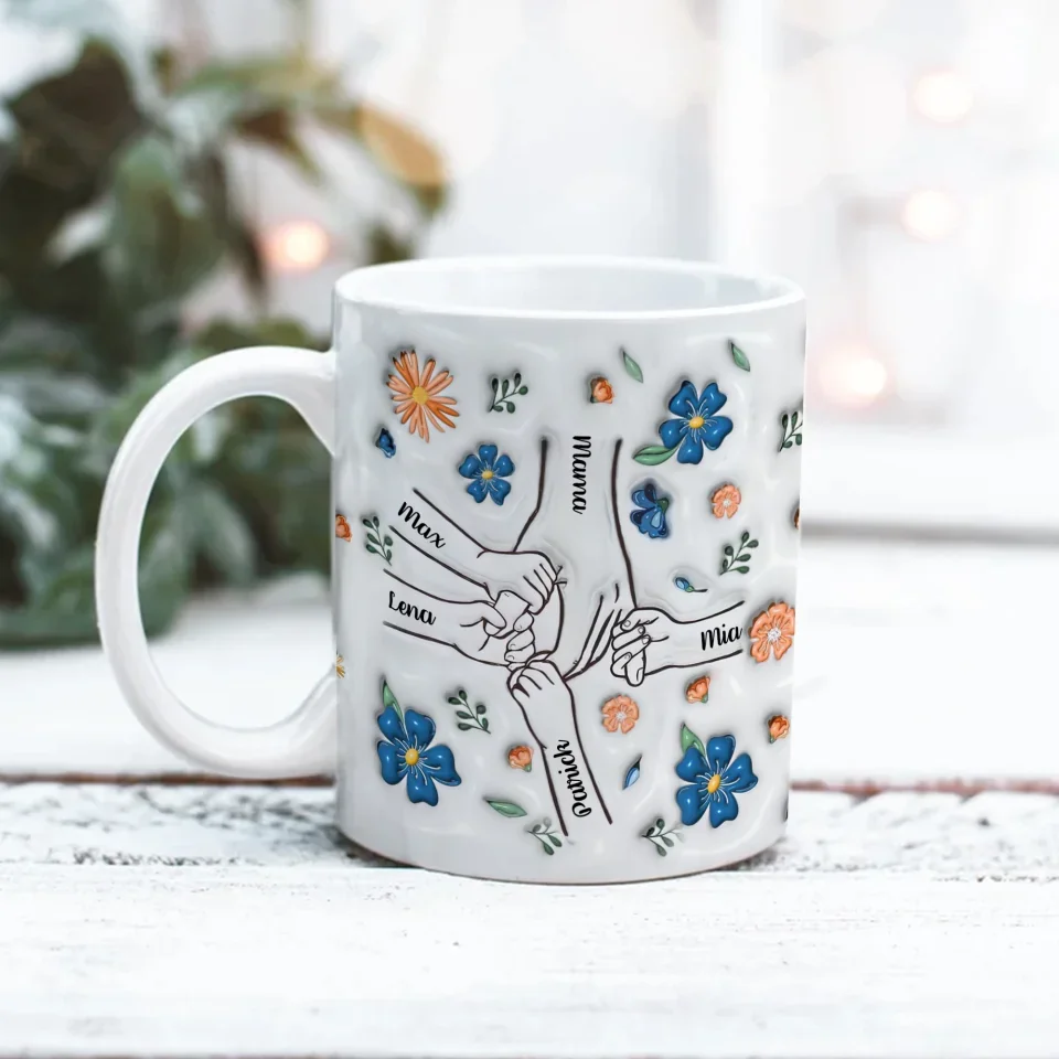 Holding Hands Hold My Heart - Custom Edge Mug - Mother's Day Gift - Gift For Mom Grandma - Image 6