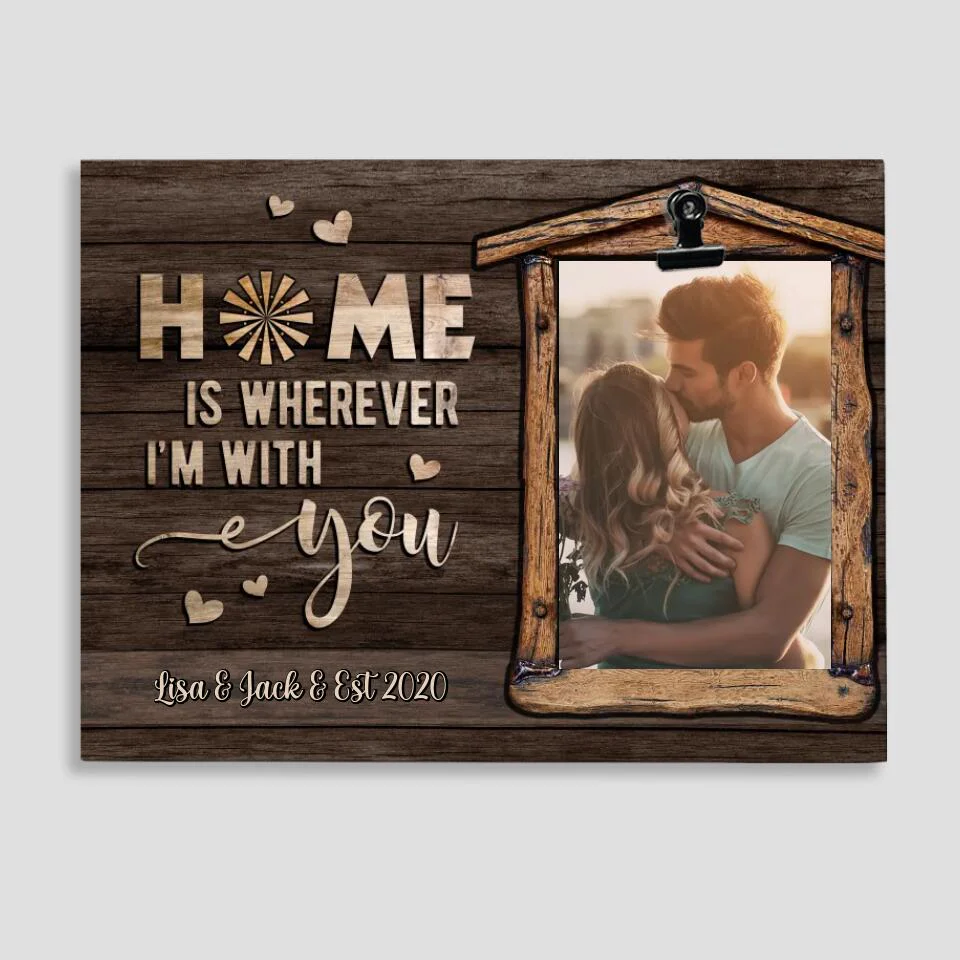 Home Is Where I'm With You - Personalized Family Name - Custom Names - Photo Clip Frame - Best Gift for Couple - Anniversary Gifts - 211IHPNPPT491 - Image 3