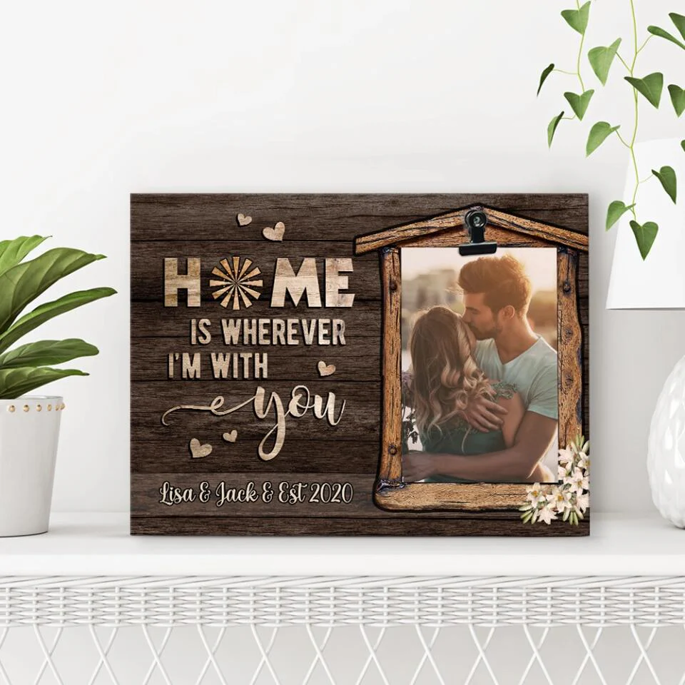 Home Is Where I'm With You - Personalized Family Name - Custom Names - Photo Clip Frame - Best Gift for Couple - Anniversary Gifts - 211IHPNPPT491 - Image 4