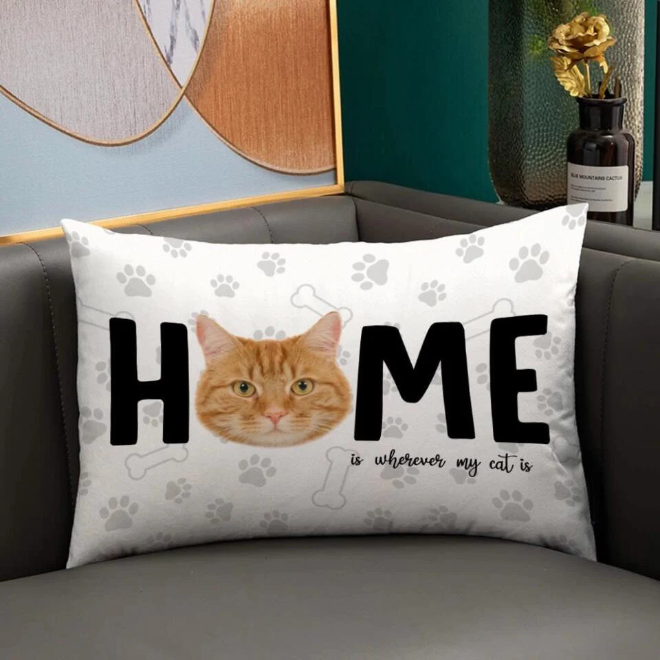 Home Is Where My Pet Is, Personalized Upload Photo Rectangular Pillow, Gift For Pet Lovers, Dog Cat Owners - Image 5