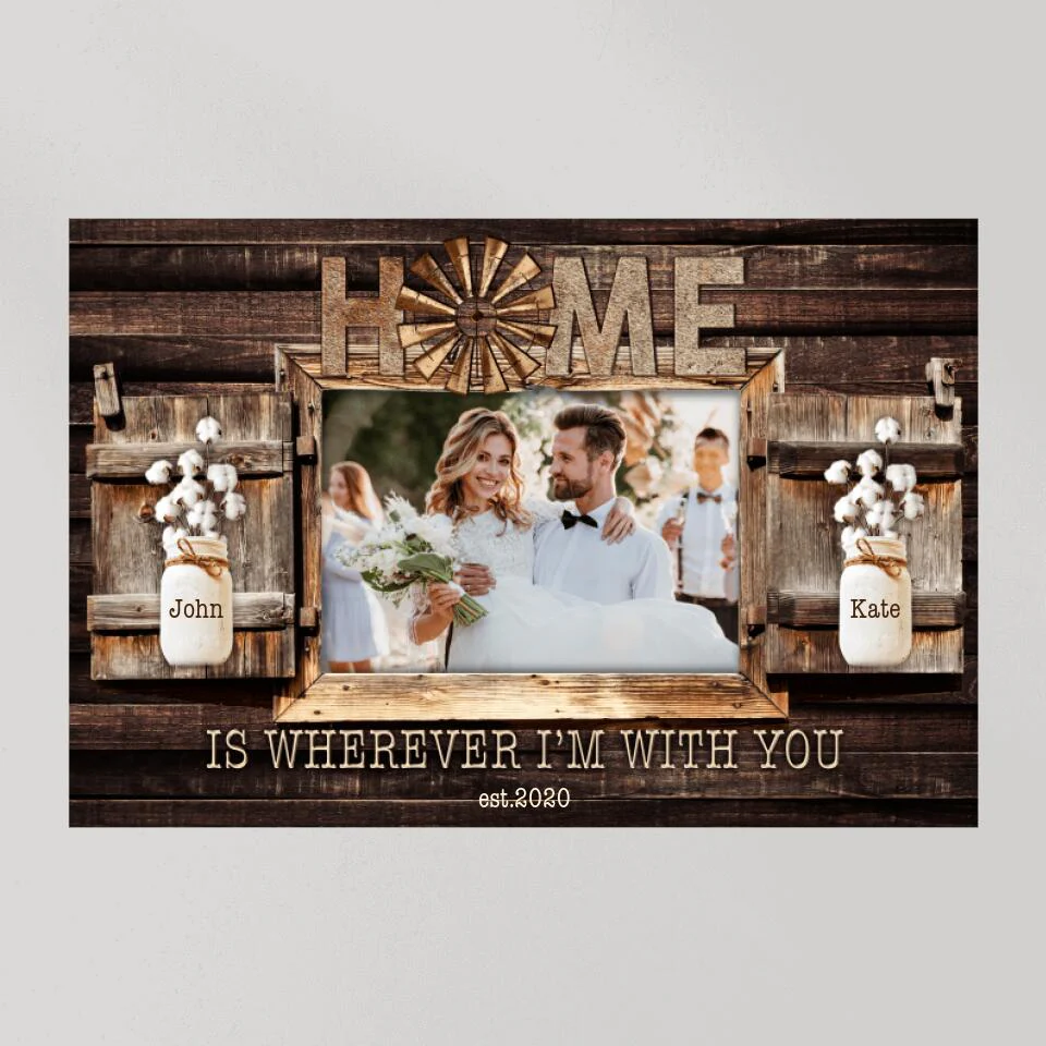 Home Is Wherever I'm With You Custom Canvas Poster Anniversary Gift