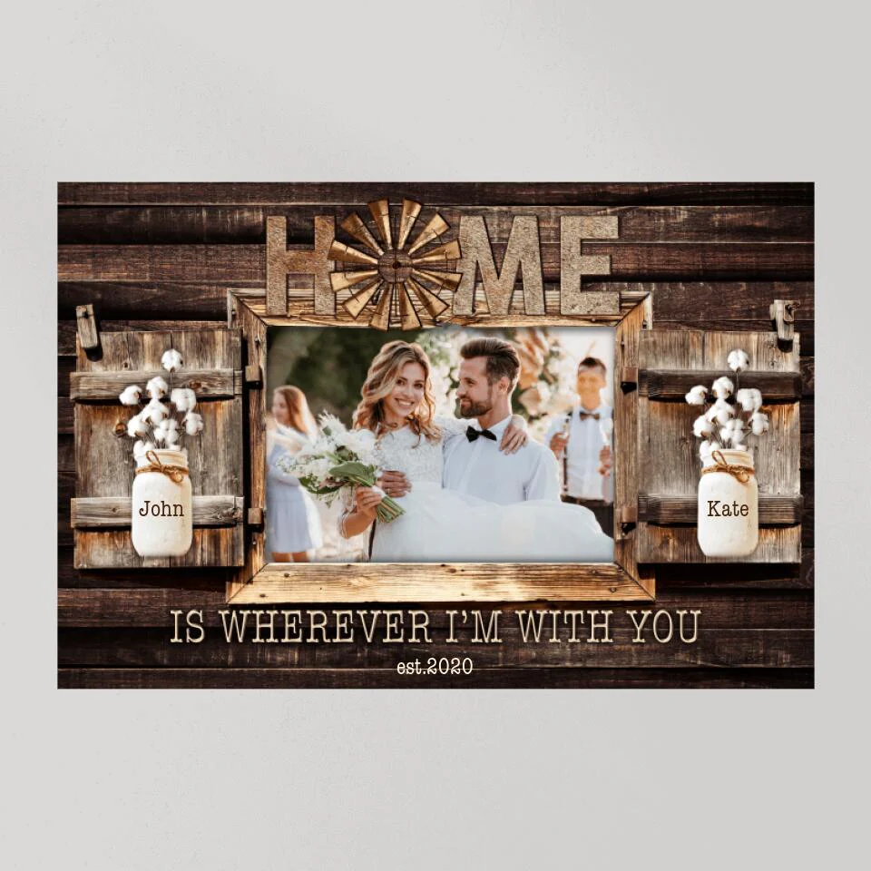 Home Is Wherever I'm With You Custom Canvas Poster Anniversary Gift - Image 2