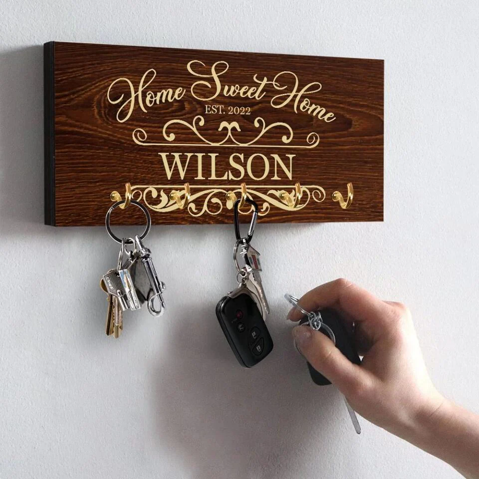 Home Sweet Home - House Warming Present Idea - Custom Key Holder - Anniversary Gift For Parents - Image 14