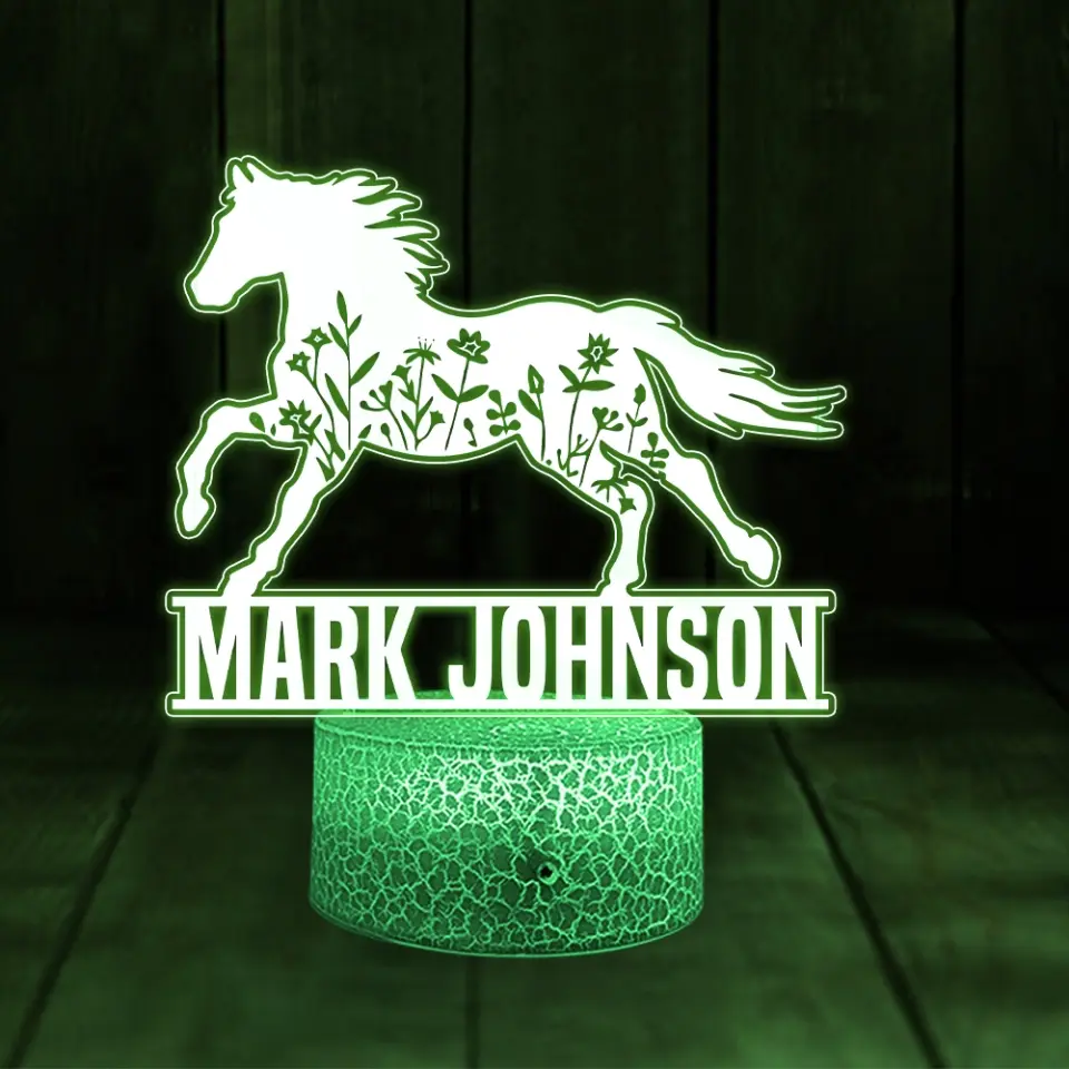 Horses Art Decor - Personalized 3D Led Light with Name - Gift For Horse Lovers, Esquetrian - Image 3