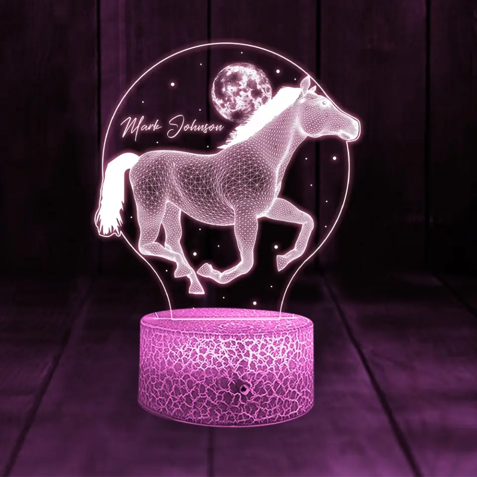 Horses Art Decor - Personalized 3D Led Light with Name - Gift For Horse Lovers, Esquetrian - Image 4