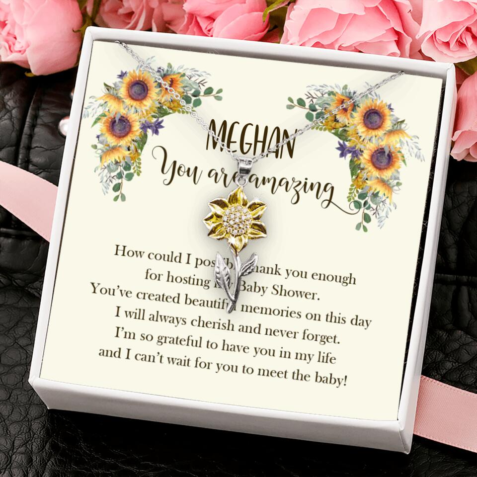 How Could I Possible Thank You Enough - Sunflower Necklace - Custom Name - Thank You Gift for Baby Shower Hostess - Image 4