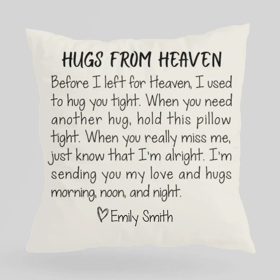 Hugs From Heaven Custom Pillow Memorial Gift For Loss Of Husband - Image 3