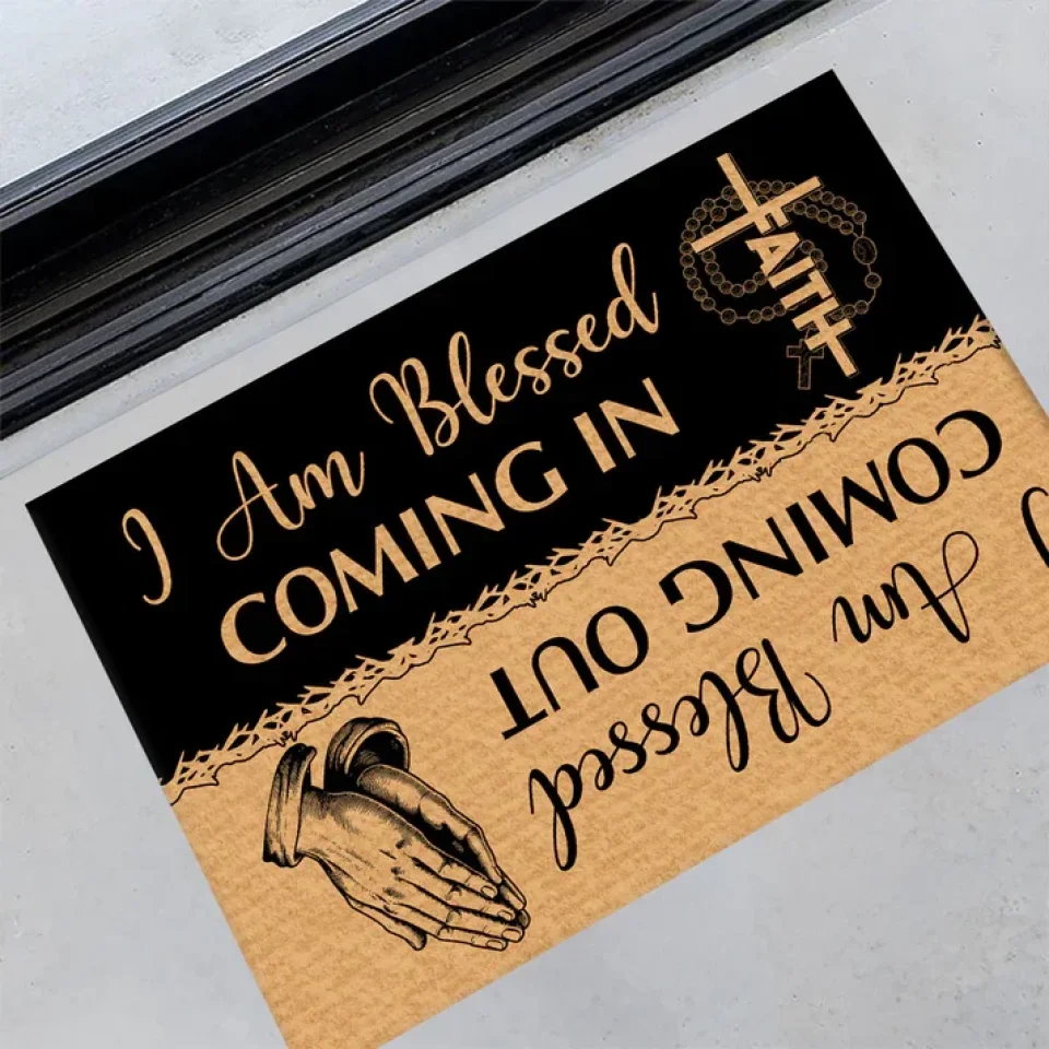 Personalized Christian Doormat - Housewarming Gifts - I Am Blessed Coming In and Going Out - Image 4