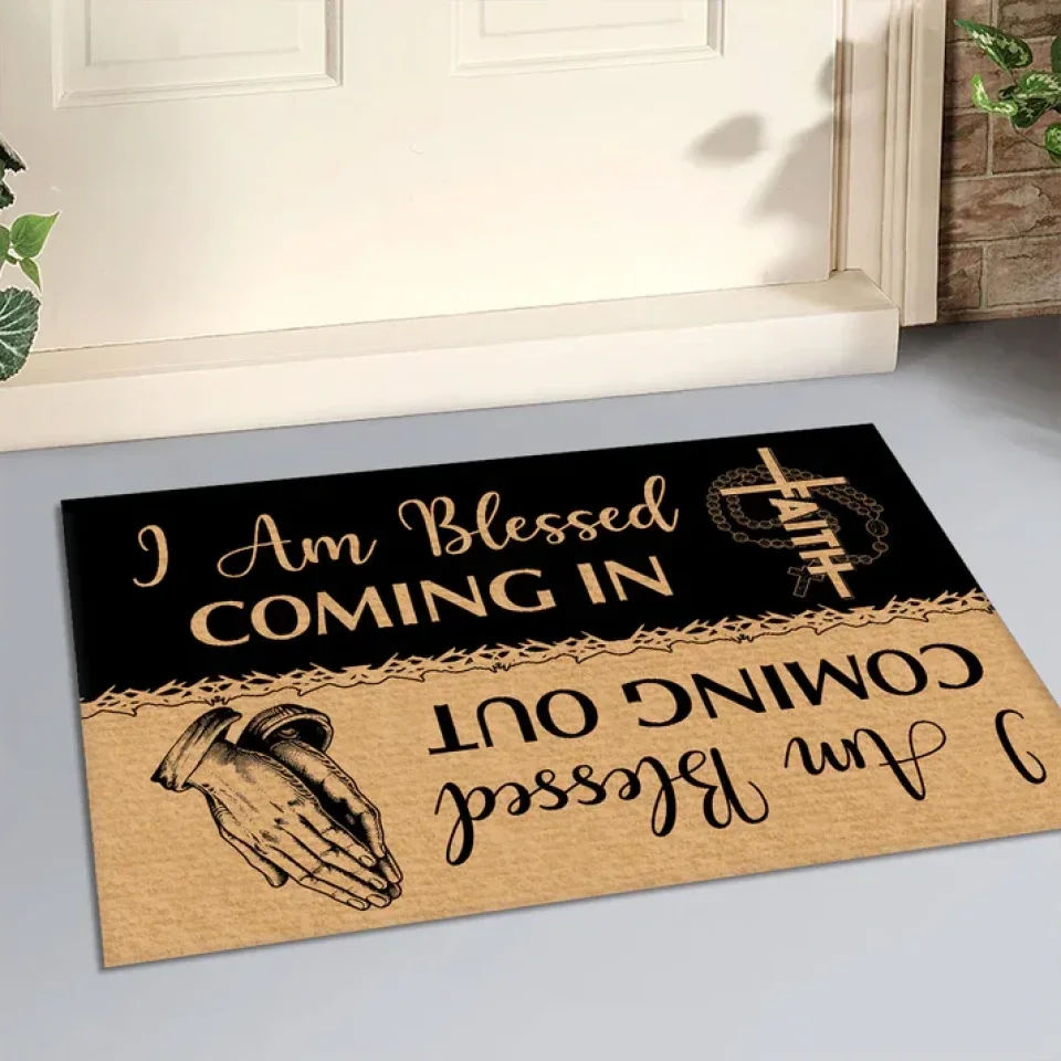 Personalized Christian Doormat - Housewarming Gifts - I Am Blessed Coming In and Going Out - Image 5