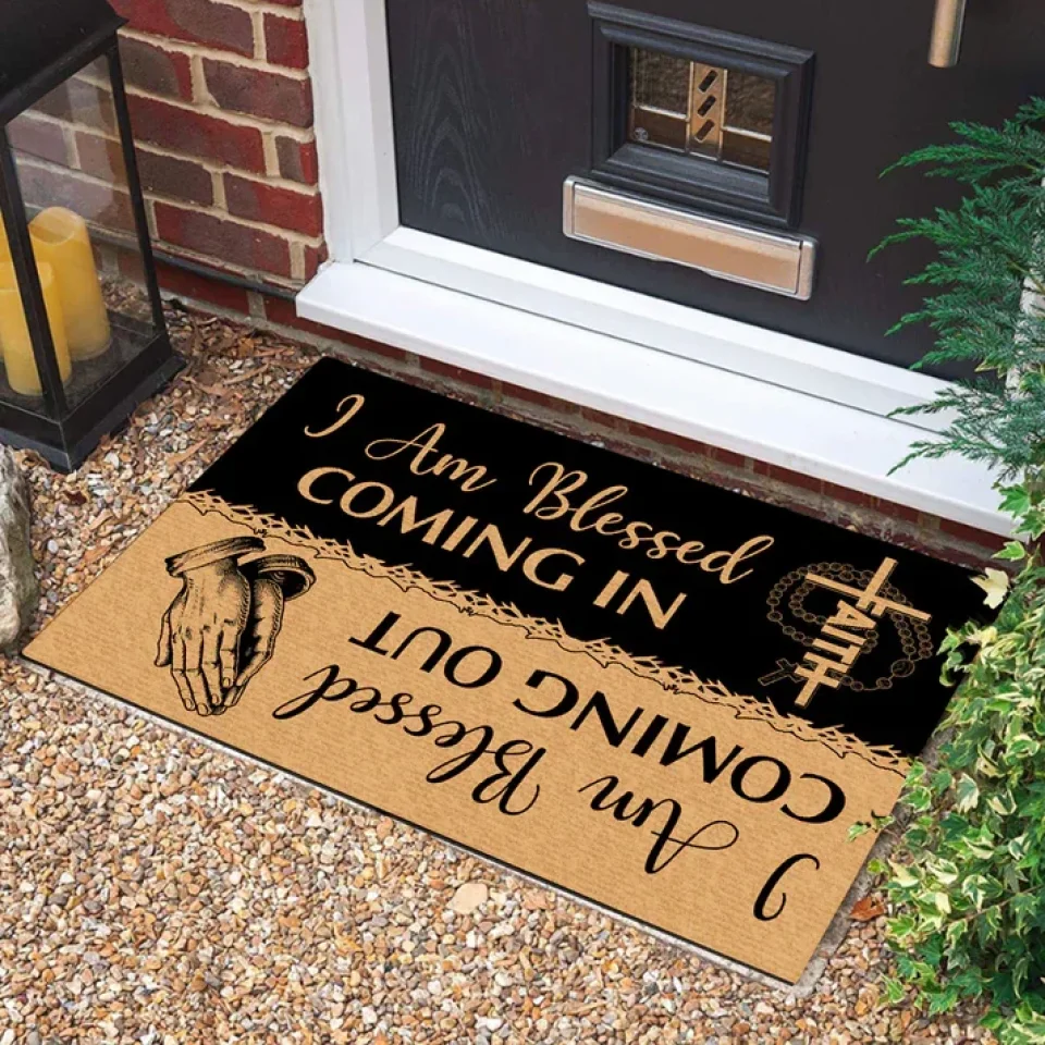 Personalized Christian Doormat - Housewarming Gifts - I Am Blessed Coming In and Going Out - Image 6