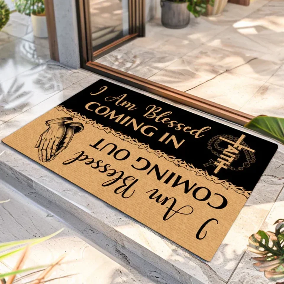 Personalized Christian Doormat - Housewarming Gifts - I Am Blessed Coming In and Going Out - Image 7
