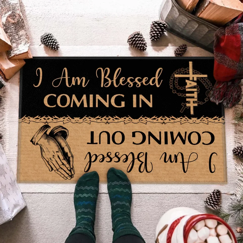 Personalized Christian Doormat - Housewarming Gifts - I Am Blessed Coming In and Going Out - Image 8